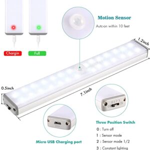 28 LED Motion Sensor Lights USB Under Cabinet Lighting Kitchen Wardrobe Battery Light Night Light body lamp with Magnetic Strip Stick-On Wardrobe