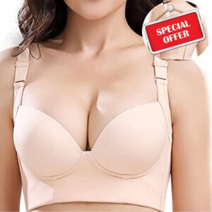 BJBXGDT Bra with Shapewear Incorporated Fashion Deep Cup Bra Hides Back Fat Full Back Coverage Plus Size Push Up Sport Bra