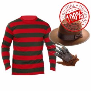 Adults Freddy Krueger Style Costume - Red & Green Striped Top