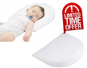 Soodie&Zuzu's Baby Soft Round Wedge Memory Foam Pillow Anti Re-flux Colic Cushion Anti Milk Choking Baby Pillow For Pram Crib Cot Kids Bed 31x29x7.5 CM