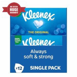 Kleenex Original Facial Tissues - Pack of 12 Tissue Boxes - Soft Tissues for Everyday Use - Gentle on Your Family's Skin with a Touch of Cotto