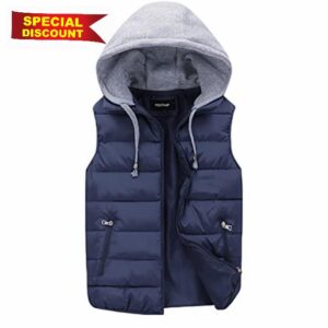 YOUTHUP Mens Hooded Gilet Lightweight Quilted Body Warmer Outdoor Sleeveless Padded Gilets