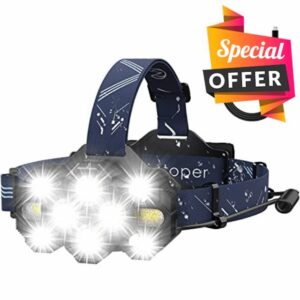 Victoper Head Torch Rechargeable - 22000 Lumens Head Torch LED Super Bright Rechargeable Headlamp 10 LEDs 10 Modes Waterproof Hands Free Flashlight for Camping Fishing Cycling Hiking Type-C Blue            [Energy Class A+++]
