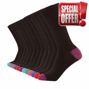 FM London (12-Pack) Smart Mens Socks - Breathable Plain