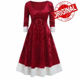 European and American Autumn and Winter Christmas Skirts with Contrasting Colors