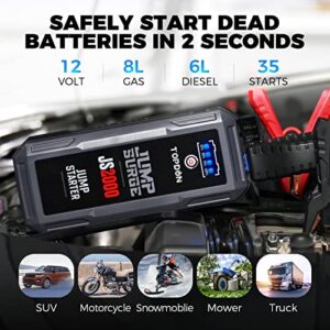 2000A Peak Battery Jump Starter for Up to 8L Gas/6L Diesel Engines