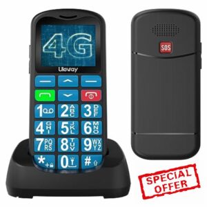 Tosaju 4G Big Button Mobile Phone for Elderly Unlocked Sim Free Senior Mobile Phones Easy to Use Pay as You Go 1.77" LCD Display SOS Button Talking Numbers Torch 800 mAh Battery - Blue