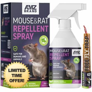 AMZ BRAND Premium Mouse Repellent Spray - Anti-Rat Peppermint Oil Spray for Indoor Use - 250ml - Natural Mint Extract with Pleasant Scent - Non Toxic - Free Fly Trap