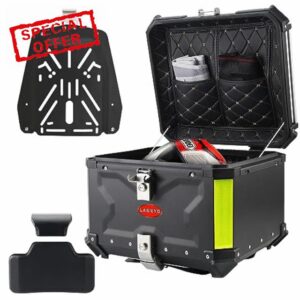 JZZANG 55L Motorcycle Top Box Aluminum Motorcycle Luggage for Storage Helmet Luggage Box
