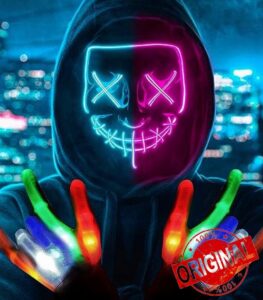 Halloween Purge Mask Light Up Mask LED Scary Mask for Halloween Costume Party
