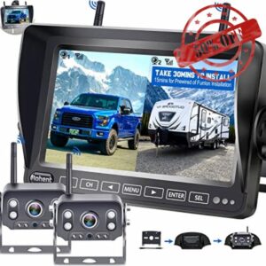 Rohent Wireless Reversing Camera Bluetooth - HD 1080P DVR 7 Inch Monitor Rear View Camera Stable Digital Signals Wide Angle Super Night Vision for Caravan Motorhome Camper Van Trailer - R8