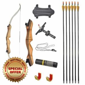 limaity Archery 48/54 Inch Recurve Bow Set 12-20lbs Takedown Wooden Bow with Fiberglass Arrows for Beginner New Year's Gif
