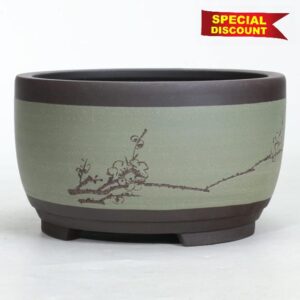 HWSY New Chinese Ceramic Flower Pots Colorful Vase Round Bonsai Pot Green Plant Drum-Shaped Garden Container Indoor Outdoor Decorative Decorate Interesting