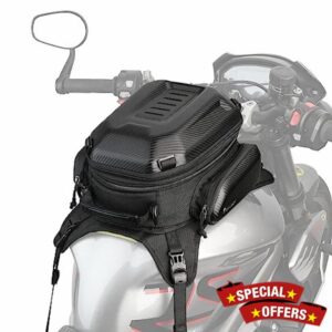 Rhinowalk Motorcycle Tank Bag Hard Shell Waterproof Expandable Motorcycle Seat Storage Bag 15-18L Motorbike Luggage Bag Backpack
