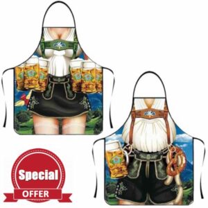 Anzhee 1-2 Pieces Funny Oktoberfest Apron Creative Cooking Apron Kitchen Apron BBQ Apron Funny Motif Sexy Apron for Men Women Friend Beer Festival Party Funny Apron Gif