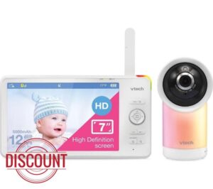 VTech RM7766 HD 7'' Wi-Fi 1080p Indoor Pan And Tilt Smart Video Baby Monitor (Renewed)
