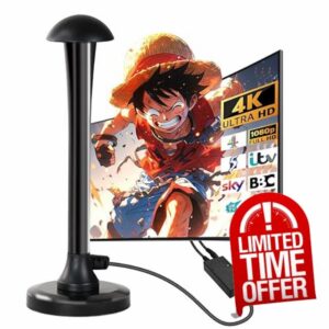 FADISH TV Aerial - Digital Freeview Indoor TV Aerial with Amplifier Signal Booster - 250+ Miles Range