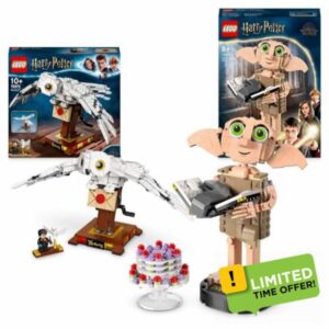 LEGO Harry Potter Display Bundle: Includes Hedwig (75979) and Dobby the House-Elf (76421) Characters