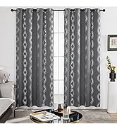 Deconovo Blackout Thermal Curtains Silver Wave Line Circle Printed Curtains for Living Room 52x84...