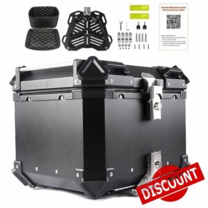 Motorcycle Top Case Tail Box Aluminum Motorcycle Trunk Tour Tail Box 28L 36L 45L 55L 65L 80L 100L Storage Top Box for Helmet Luggage (Color : Black