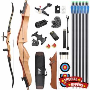 Archery Takedown Recurve Bow Set for Beginner Adult 66" 68" 70" Wooden Bow Youth Bow Set 14-40lbs for Outdoor Training Practice Shooting