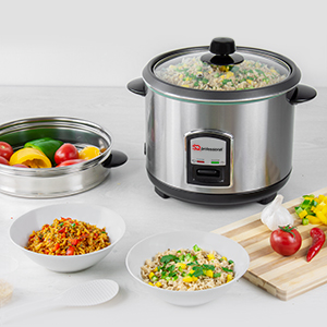stainless steel rice cooker and steamer, electric rice cooker, steam rice