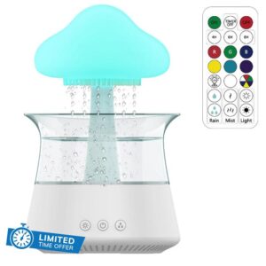 Cloud Rain Humidifier Colorful Light Raindrop Aroma Diffuser Humidifiers with 7 Color Changing Lights Essential Oil Diffuser Desktop Fountain Water Drop Sound for Home Office