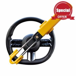 Sevenwalls Twin Bar Steering Wheel Lock - High Visibility Anti-Theft Device for Cars