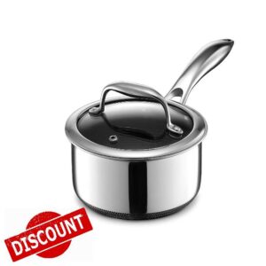 HexClad Hybrid Nonstick 1-Quart Saucepan with Tempered Glass Lid
