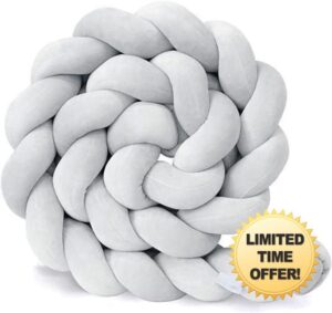 ROVIES 3 Shares Braided Cot Bumper Cushion Soft Knot Pillow Cot