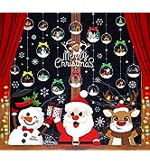 Tuopuda Christmas Window Stickers Large Santa Claus Xmas Tree Gift Box Candy Socks Clings ornamen...