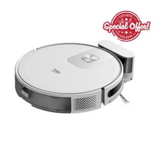 Beko Robot Cleaner VRR60314VW | White/Chrome Design | 150 Minute Run Time | 2000 Pa Suction Power | 4 Cleaning Modes | Mophead and water tank | Wifi connected/Smartphone compatible