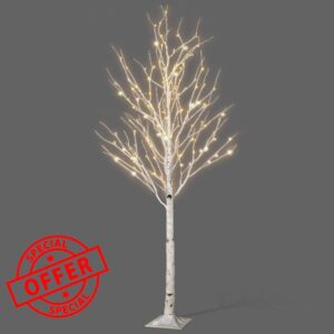 NETTA 5FT Birch Twig Tree with 120 Warm White LED Lights