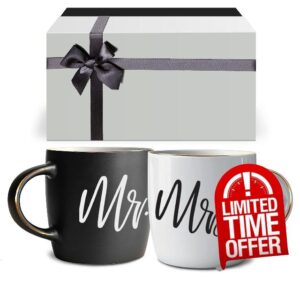 Triple Gifffted Mr and Mrs Coffee Mugs - Engagement Gifts for Couples