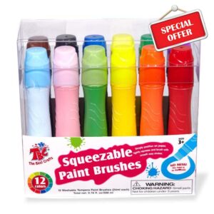 TBC The Best Crafts 12 Colours Squeezable Brush Paints for Kids