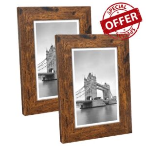 NUOLAN 6x4 inch Photo Picture Frame Weathered Brown Wood Pattern