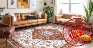 amcheer Vintage Washable Rugs for Living Room - Classic Soft Faux Short Pile Area Rugs for Bedroom Dining Room Traditional Carpet for Office Non Slip Non Shedding Large Orange Rug