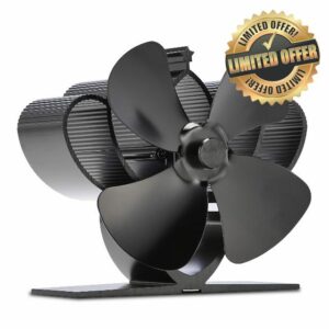 Netta 4 Blade Mini Woodburner Stove Fan - Silent Operation - Eco Friendly Circulation - Efficient Heat Distribution - Ideal Small 13cm Log Burner Fan and Woodburner Fireplace Fan - Black