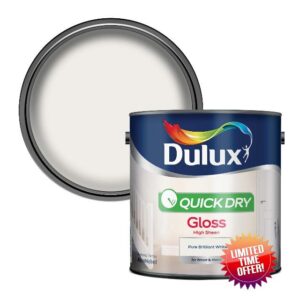 Dulux Quick Dry Gloss Paint For Wood And Metal - Pure Brilliant White 2. 5 Litres
