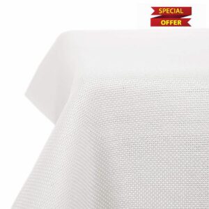 Deconovo Home Decoration Faux Linen Table Cover Wipeable Table Cloth for Garden Table 59x79in(150x200cm) White