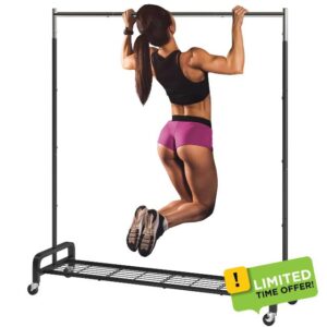 FEMOND Clothing Rack with Wheels Portable Clothes Rack Heavy Duty Garment Racks for Hanging Clothes 59" Rolling Clothes Rack Load 300 LBS