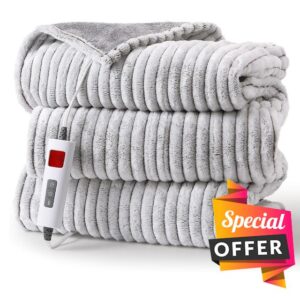ZonLi Heated Throw Blanket -Electric Blanket Throw with 6 Heating Levels & 10H Auto Off