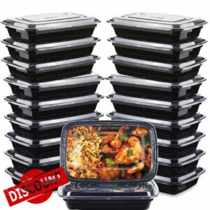 [20 Pack] Meal Prep Containers Reusable 1 Compartment