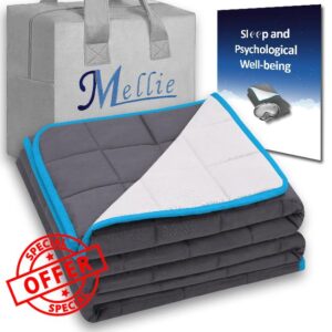 Mellie Luxury 6.8kgs Double Size Weighted Blanket Adult (Grey/White) with Travel Bag - Stress