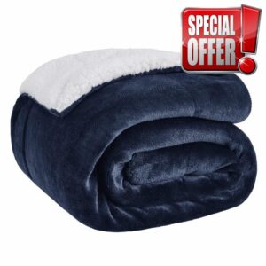 Bedsure Sherpa Fleece Throw Blanket - Fluffy Microfiber Solid Blankets for Bed and Couch Throw/Single Size