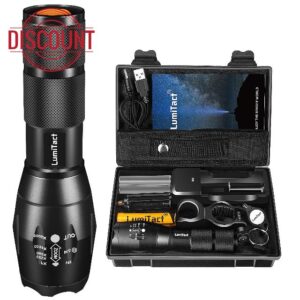 Lumitact G700 Led Torch Rechargeable Super Bright Led Tactical Flashlight 6000 Lumen Zoomable Handheld Torches for Camping Hiking Emergency            [Energy Class A+++]