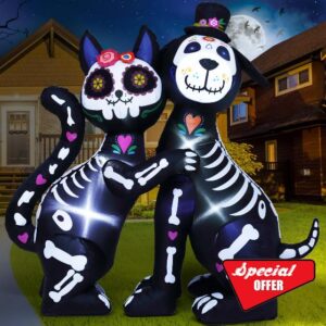 Funflatable 6 Ft Halloween inflatables Black Cat and Dog