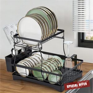 Yalixuan 2 Tier Dish Drainer Rack with Drip Tray
