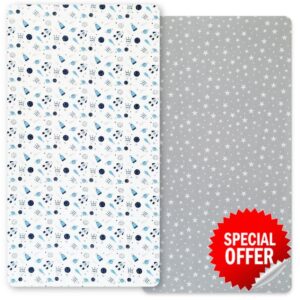 Cot Bed Sheets 140 x 70 Fitted – 100% Cotton – 2pc Set of Fitted Cotton Cot Bed Sheets – 140 x 70cm - Made in Europe (140x70cm