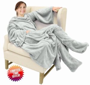 Catalonia Classy Wearable Snuggle Blanket with Sleeves and Foot Pocket